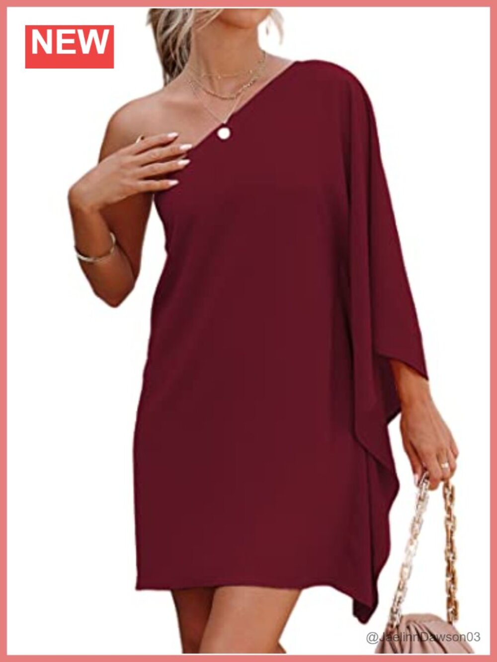 Women's One Shoulder Mini Dress Batwing Sleeve Party Cocktail Club Dress